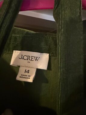 J. Crew Olive Green Corduroy Pinafore Dress